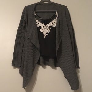 Gray Waterfall Cardigan